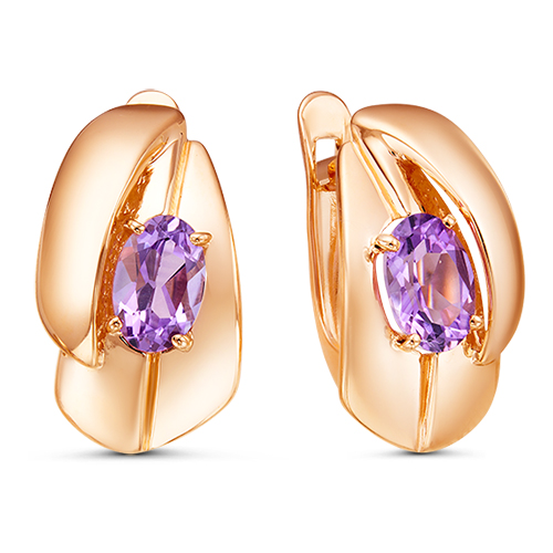 

Серьги из красного золота Золотые узоры 02-52-0004-01, аметист, 02-52-0004-01