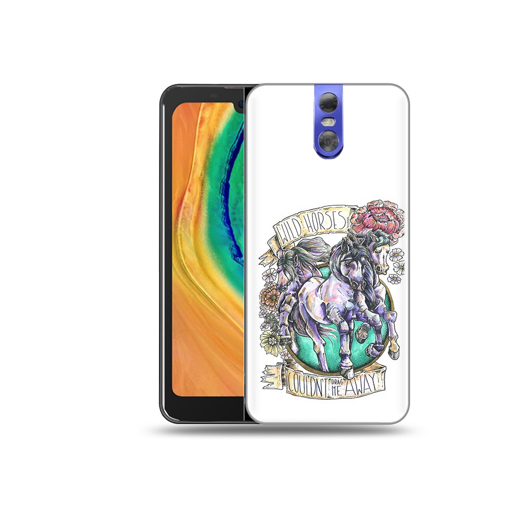 

Чехол MyPads Tocco для Doogee BL7000 рисунок коней в цветах, Прозрачный, Tocco