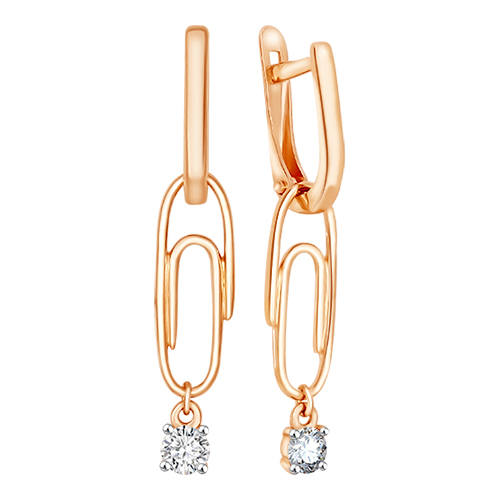 

Серьги из красного золота Золотые узоры 62-0088, фианит, 62-0088