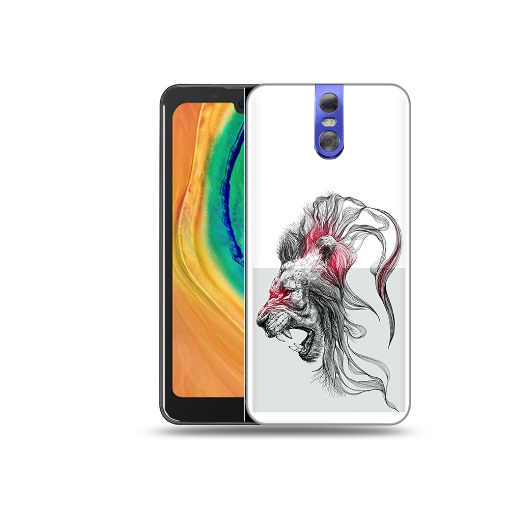 

Чехол MyPads Tocco для Doogee BL7000 разъяренный лев, Прозрачный, Tocco