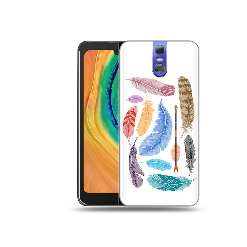 

Чехол MyPads Tocco для Doogee BL7000 разноцветные перья, Прозрачный, Tocco