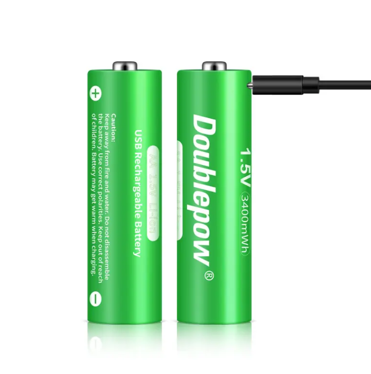 Аккумуляторные батарейки Doublepow AA 1.5В 3400 mWh со встроенной micro USB зарядкой, 2 шт