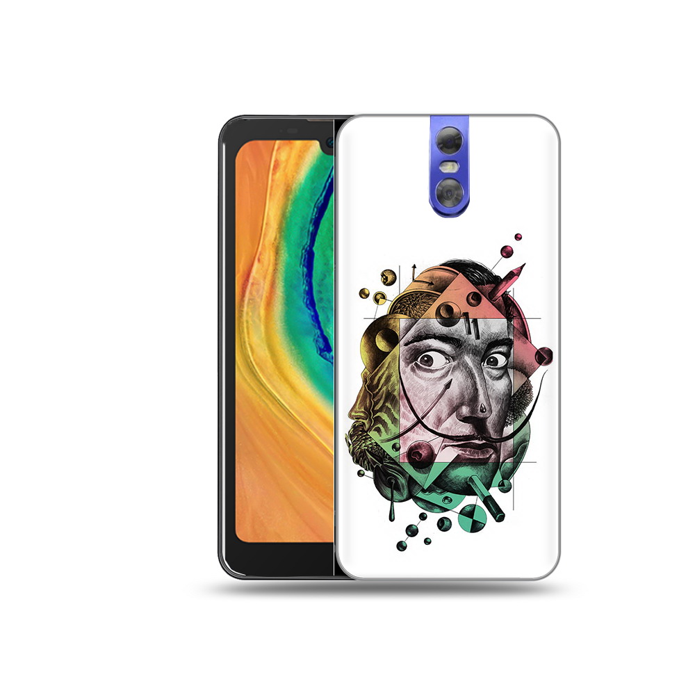 

Чехол MyPads Tocco для Doogee BL7000 разноцветное лицо абстракция, Прозрачный, Tocco