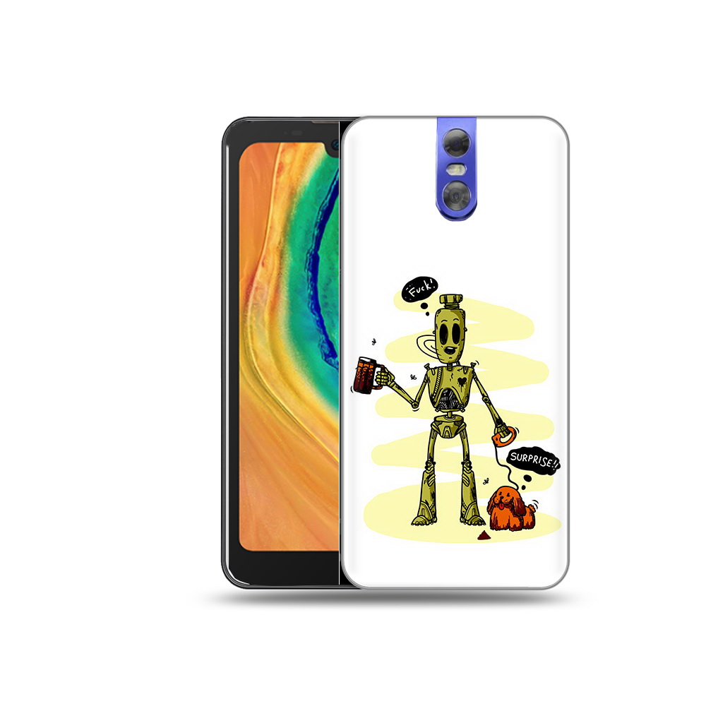 

Чехол MyPads Tocco для Doogee BL7000 прикольный робот, Прозрачный, Tocco