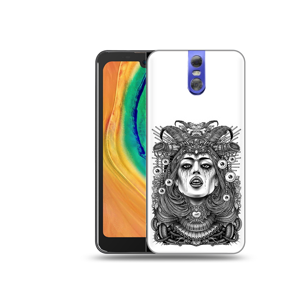 

Чехол MyPads Tocco для Doogee BL7000 портрет девушки черно белый, Прозрачный, Tocco