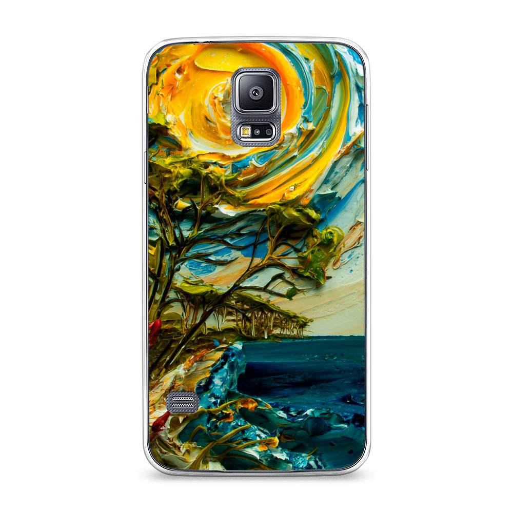 

Чехол на Samsung Galaxy S5 "Солнце живопись", Желтый;синий, 24150-4