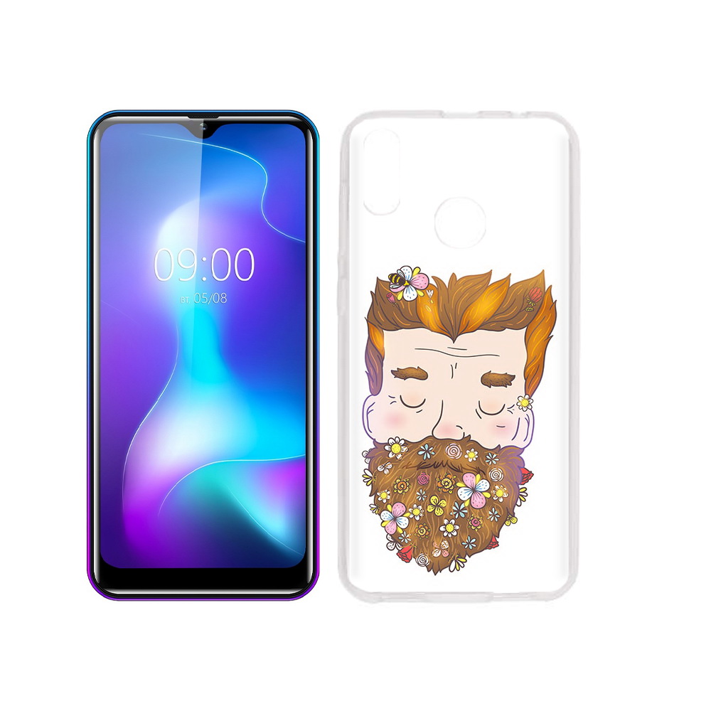 

Чехол MyPads Tocco для BQ 6042L мужчина с цветами в бороде, Прозрачный, Tocco