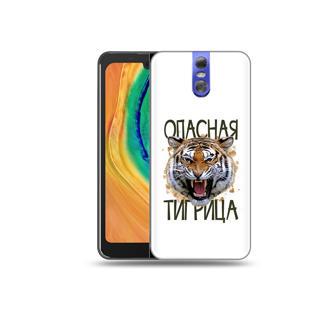 

Чехол MyPads Tocco для Doogee BL7000 опасная тигрица, Прозрачный, Tocco