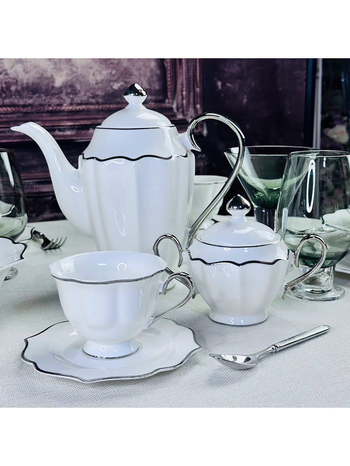 

Чайный сервиз Lenardi Magnolia, фарфор, 12 пр, 6 персон, Белый