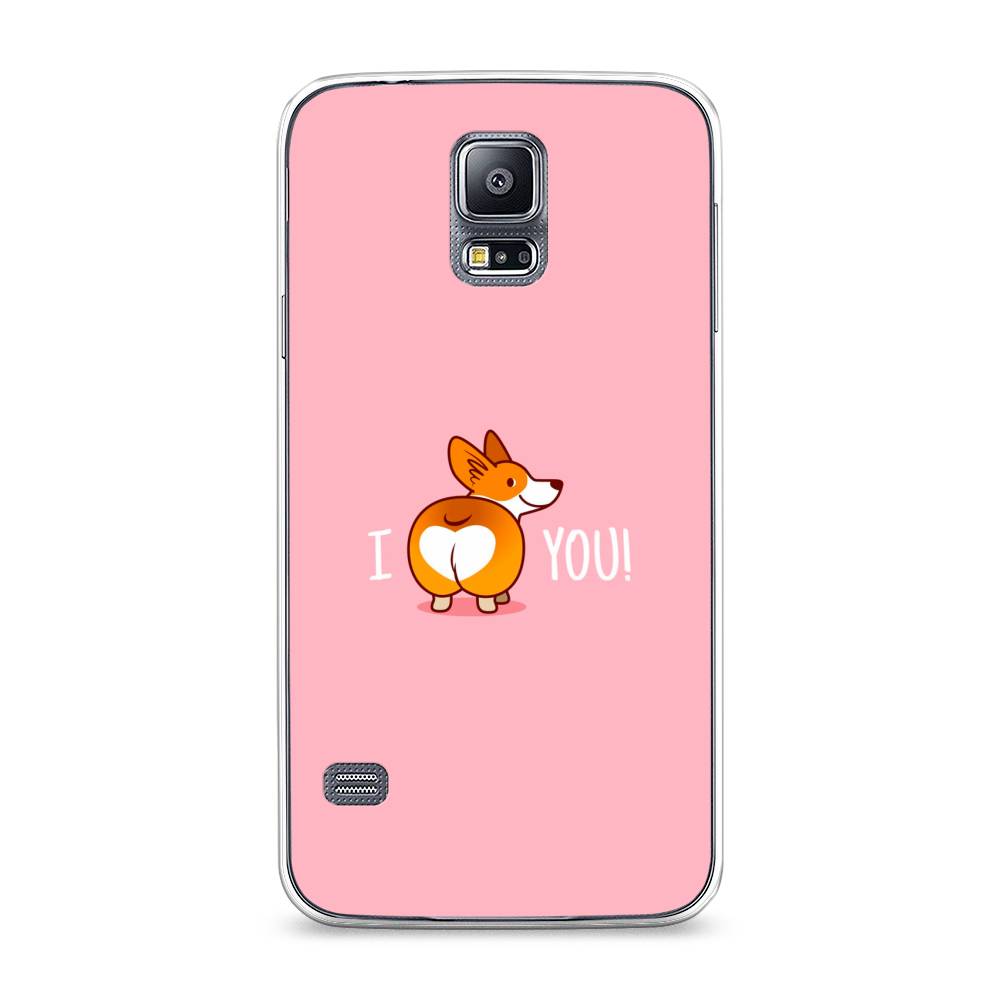 

Чехол на Samsung Galaxy S5 "Корги I love you", Розовый;коричневый;белый, 24150-1