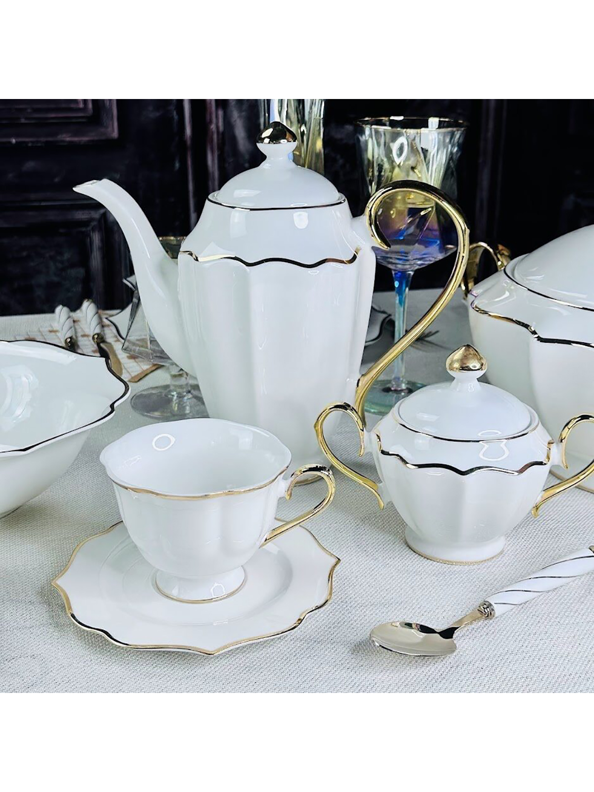 

Чайный сервиз Lenardi Magnolia, фарфор, 14 пр, 6 персон, Белый