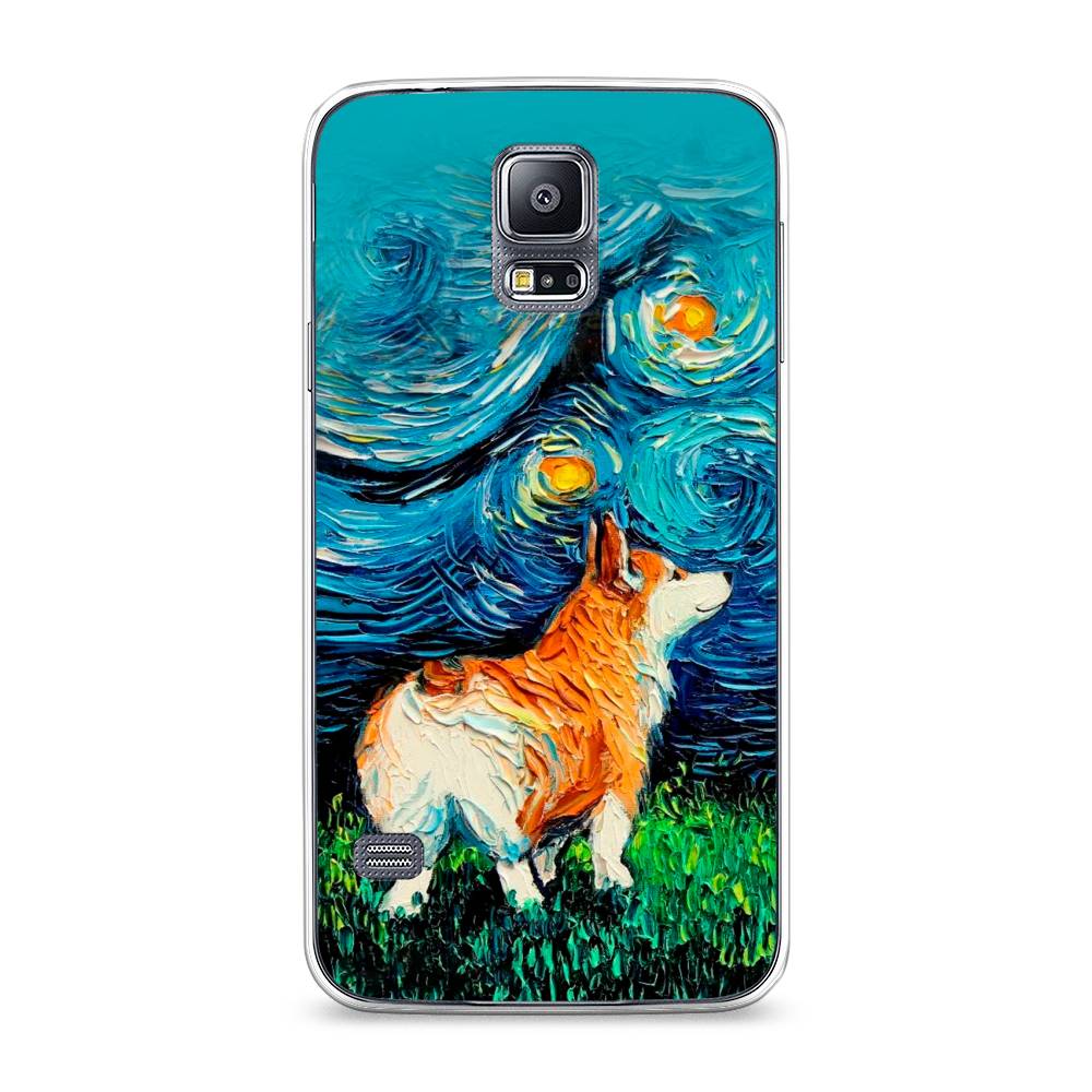 

Чехол на Samsung Galaxy S5 "Корги звёздная ночь", Коричневый;белый;зеленый, 24150-1