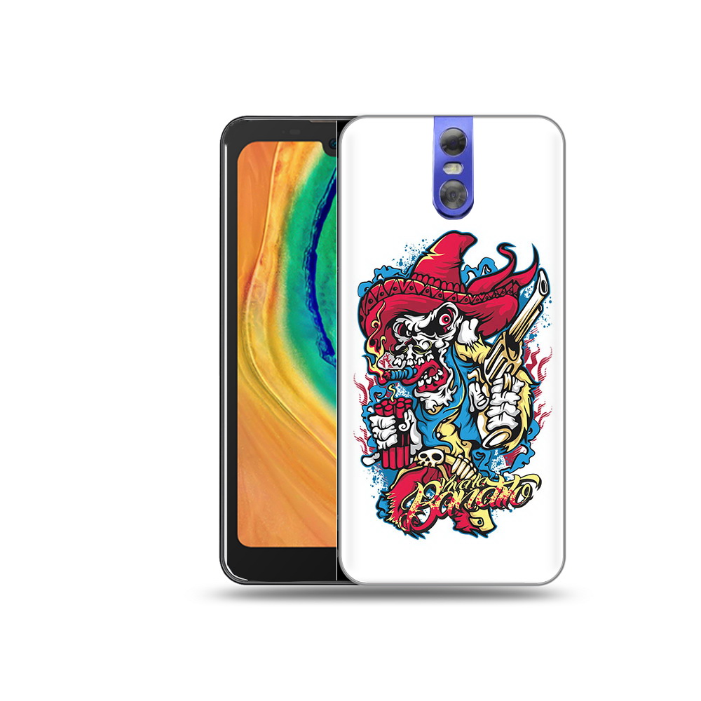 

Чехол MyPads Tocco для Doogee BL7000 нарисованный скелет с писталетом, Прозрачный, Tocco