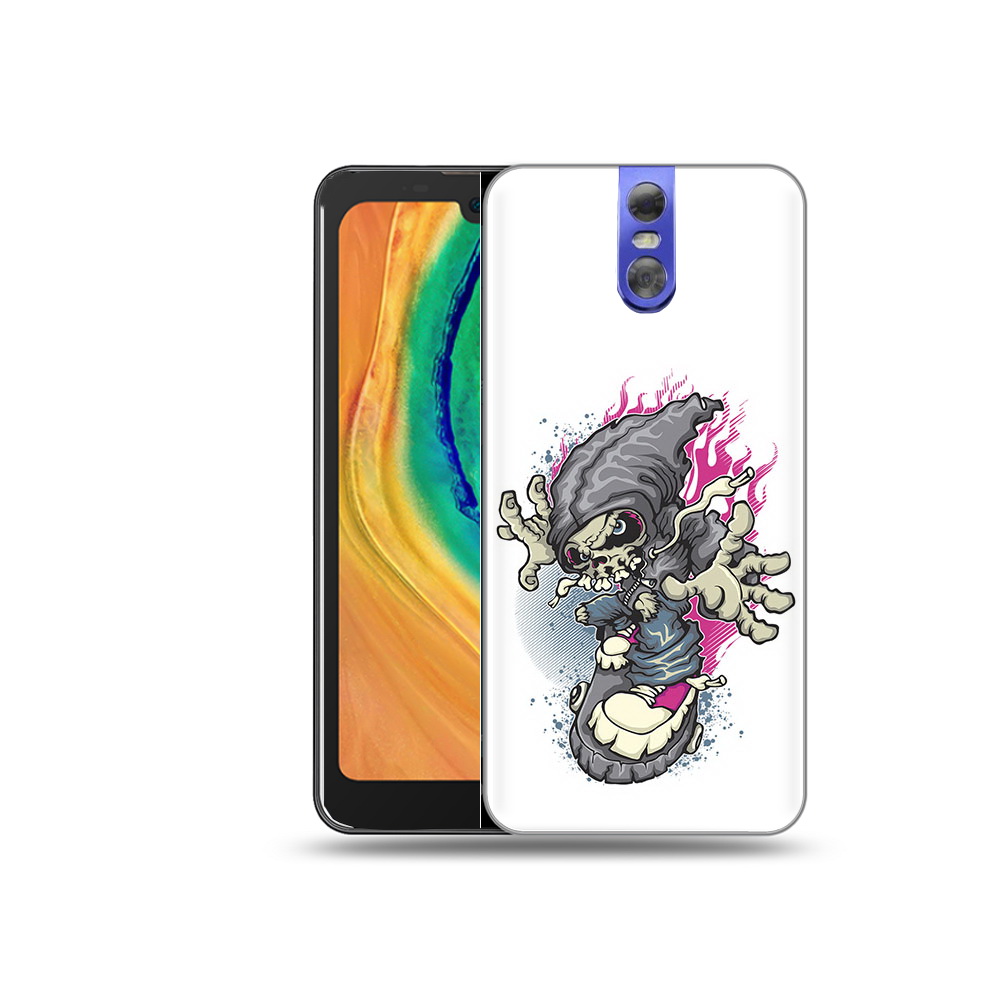 фото Чехол mypads tocco для doogee bl7000 нарисованный скелет на скейт борде