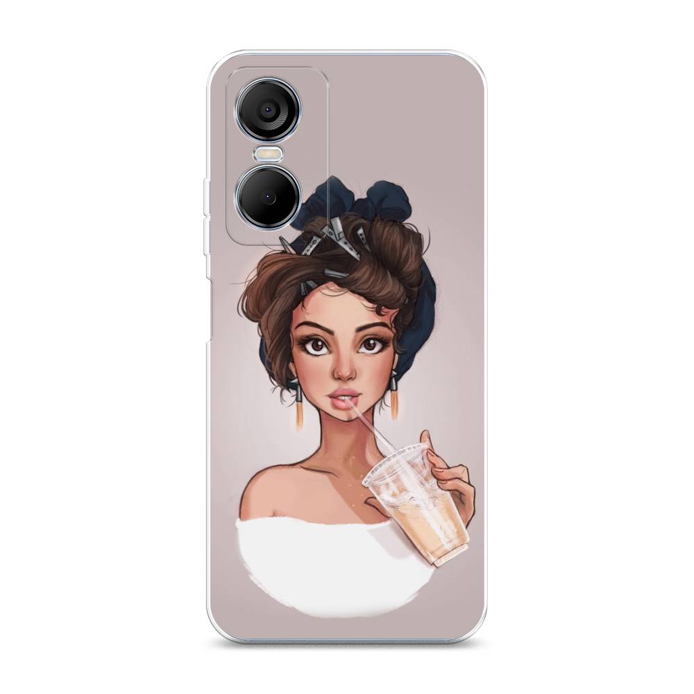 

Чехол на Tecno Pop 6 Pro "Девушка с фраппе", Серый, 302750-6