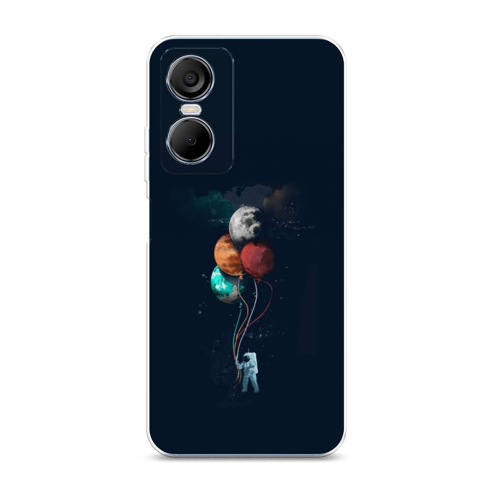 

Чехол на Tecno Pop 6 Pro "Космонавт с шариками", Разноцветный, 302750-4