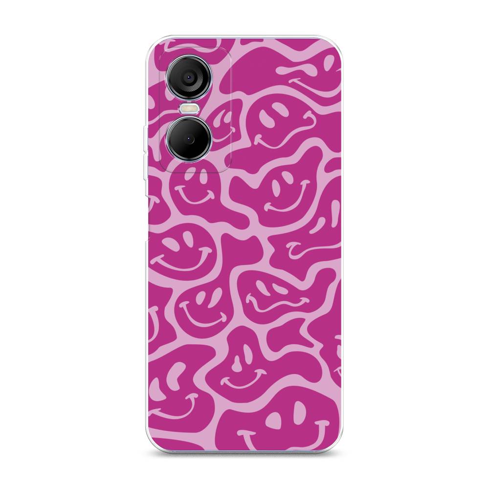 

Чехол на Tecno Pop 6 Pro "Расплывчатые смайлики розовые", Фиолетовый, 302750-6