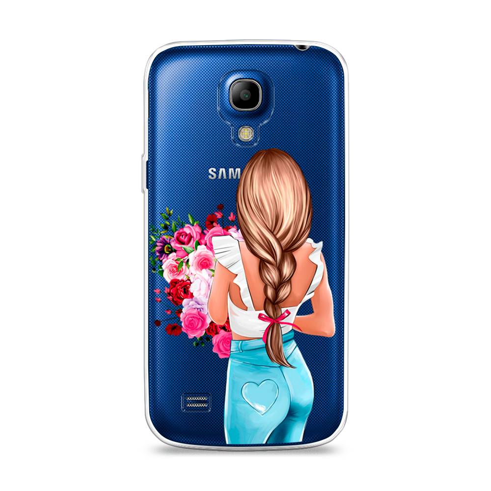 

Чехол на Samsung Galaxy S4 mini "Девушка с цветами", Коричневый;розовый;голубой, 24050-6