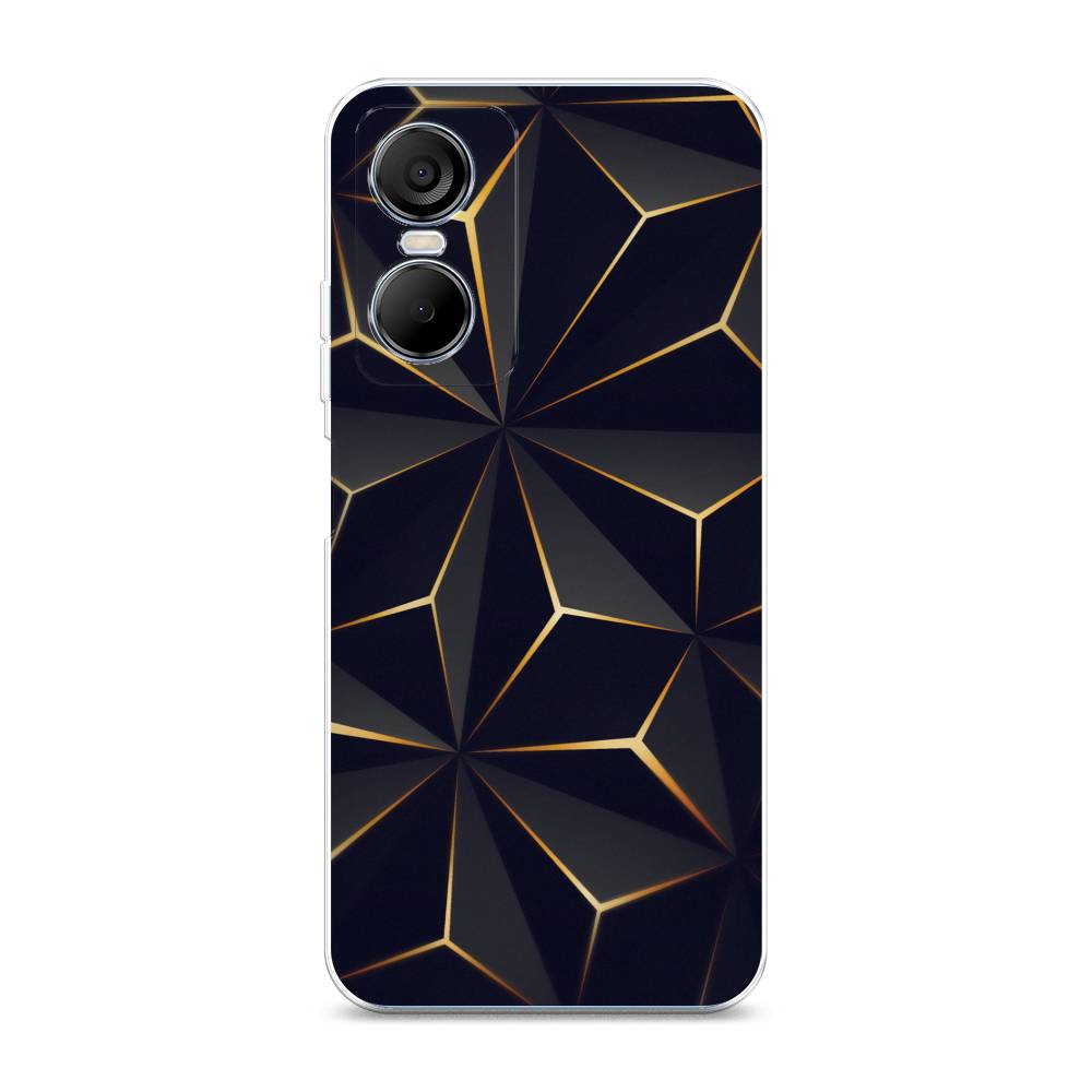 

Чехол на Tecno Pop 6 Pro "Черные полигоны", Золотистый;черный, 302750-3
