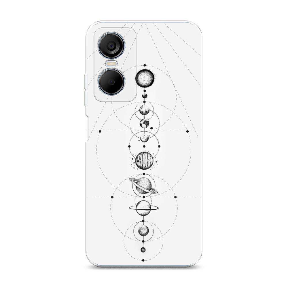 

Чехол на Tecno Pop 6 Pro "Парад планет", Серый, 302750-2