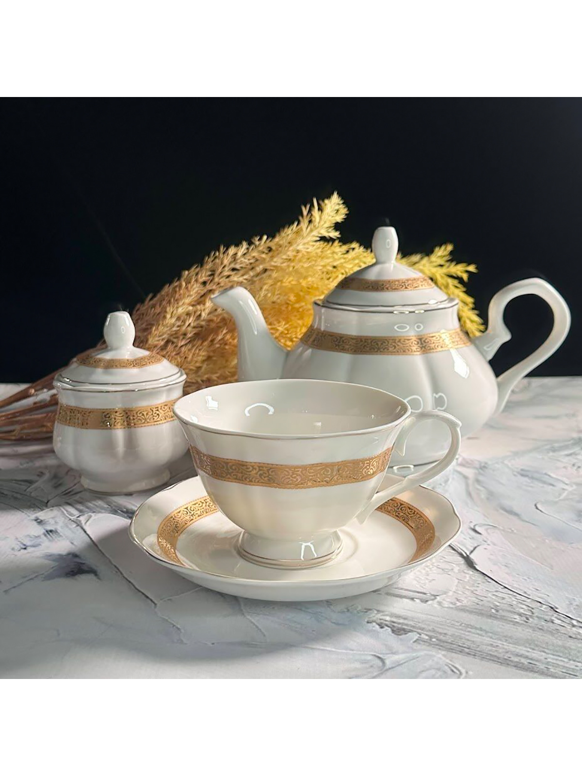 

Чайный сервиз Lenardi фарфор, 16 пр, 6 персон, Белый