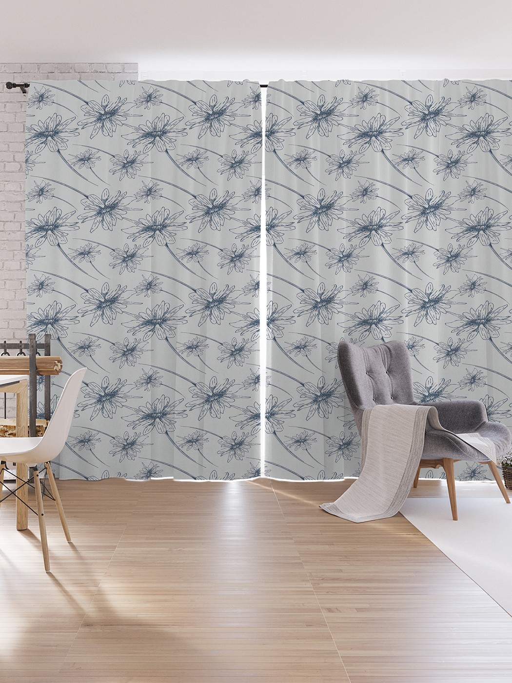 

Шторы под лён JoyArty "Графические ромашки", серия Oxford DeLux, 340х265 см, Графические ромашки