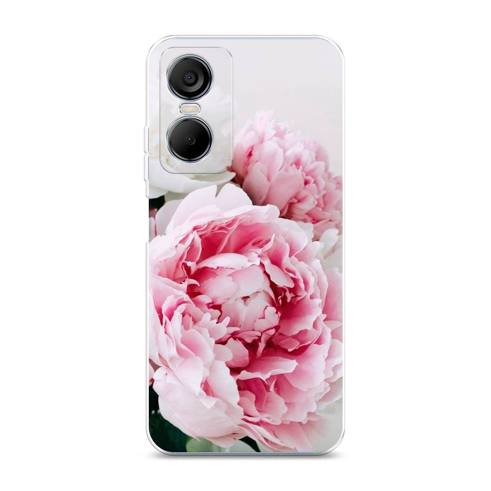 

Чехол на Tecno Pop 6 Pro "Розовые и белые пионы", Розовый;белый, 302750-2