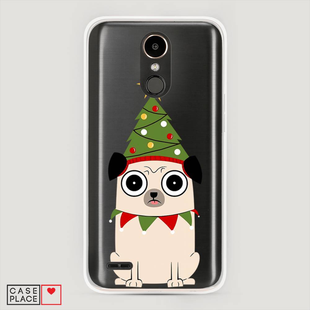 

Чехол на LG K10 2017 "Собачка с ёлочкой", Бежевый;красный;зеленый, 81350-1