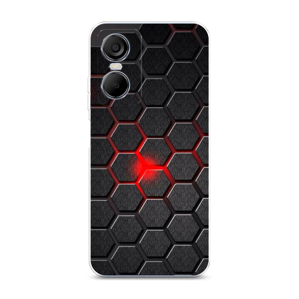 

Чехол на Tecno Pop 6 Pro "Соты красные", Красный;черный;серый, 302750-3