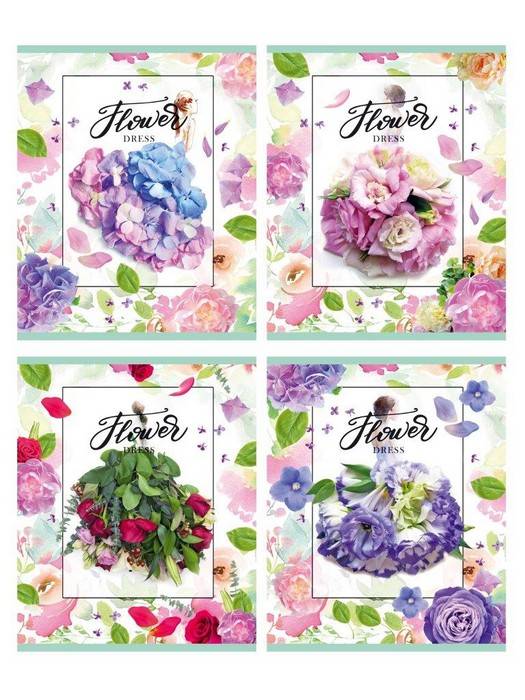 

Тетрадь общая А5 скоба 48л. одна линия Flower dress (ассорти) форзац с дизайном