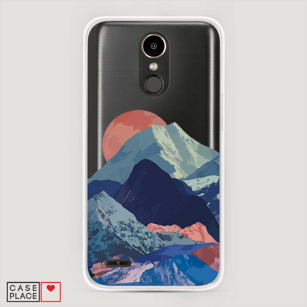 

Чехол на LG K10 2017 "Закат в снежных горах", Красный;серый;голубой, 81350-2