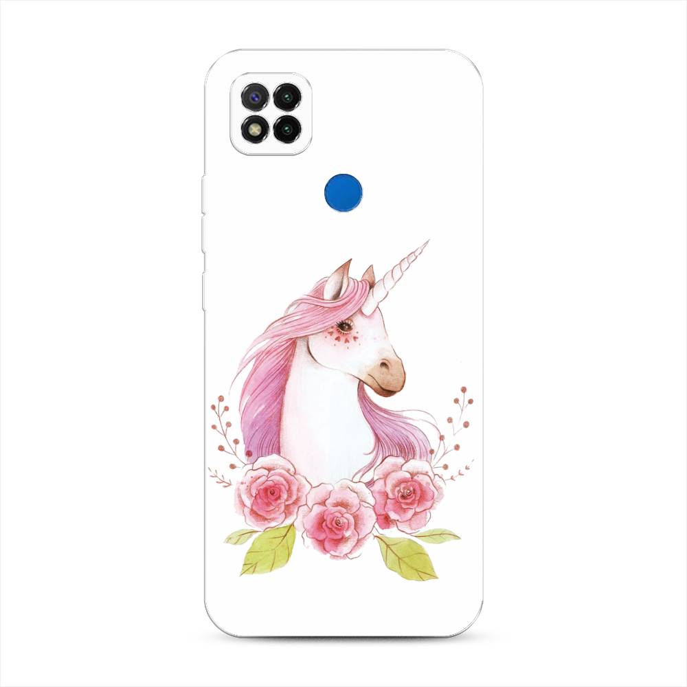 

Чехол на Xiaomi Redmi 9C "Единорог цветы", Белый;розовый;серый, 39050-1