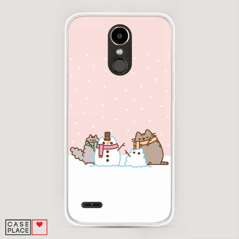 

Чехол на LG K10 2017 "Котики в снегу", Розовый;белый;серый, 81350-5