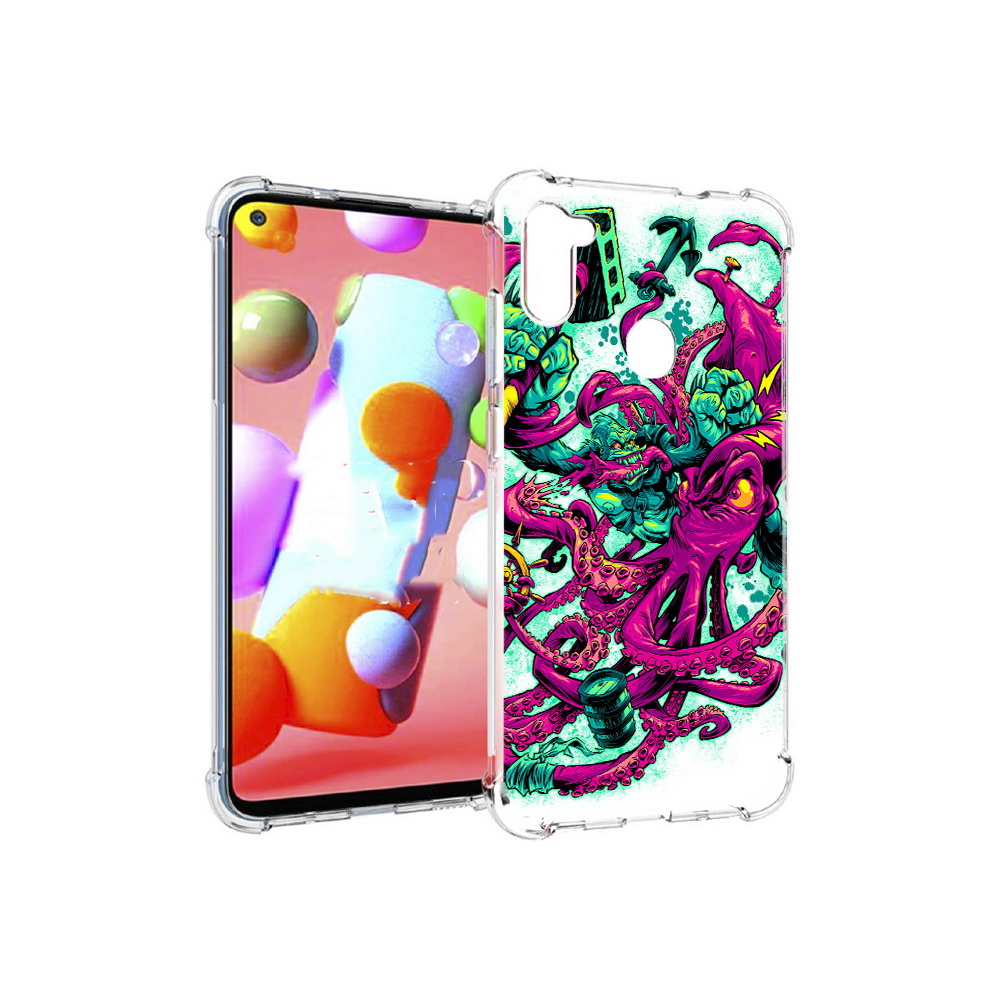 

Чехол MyPads Tocco для Samsung Galaxy M11 фиолетовый кракен (PT147121.487.657), Прозрачный, Tocco
