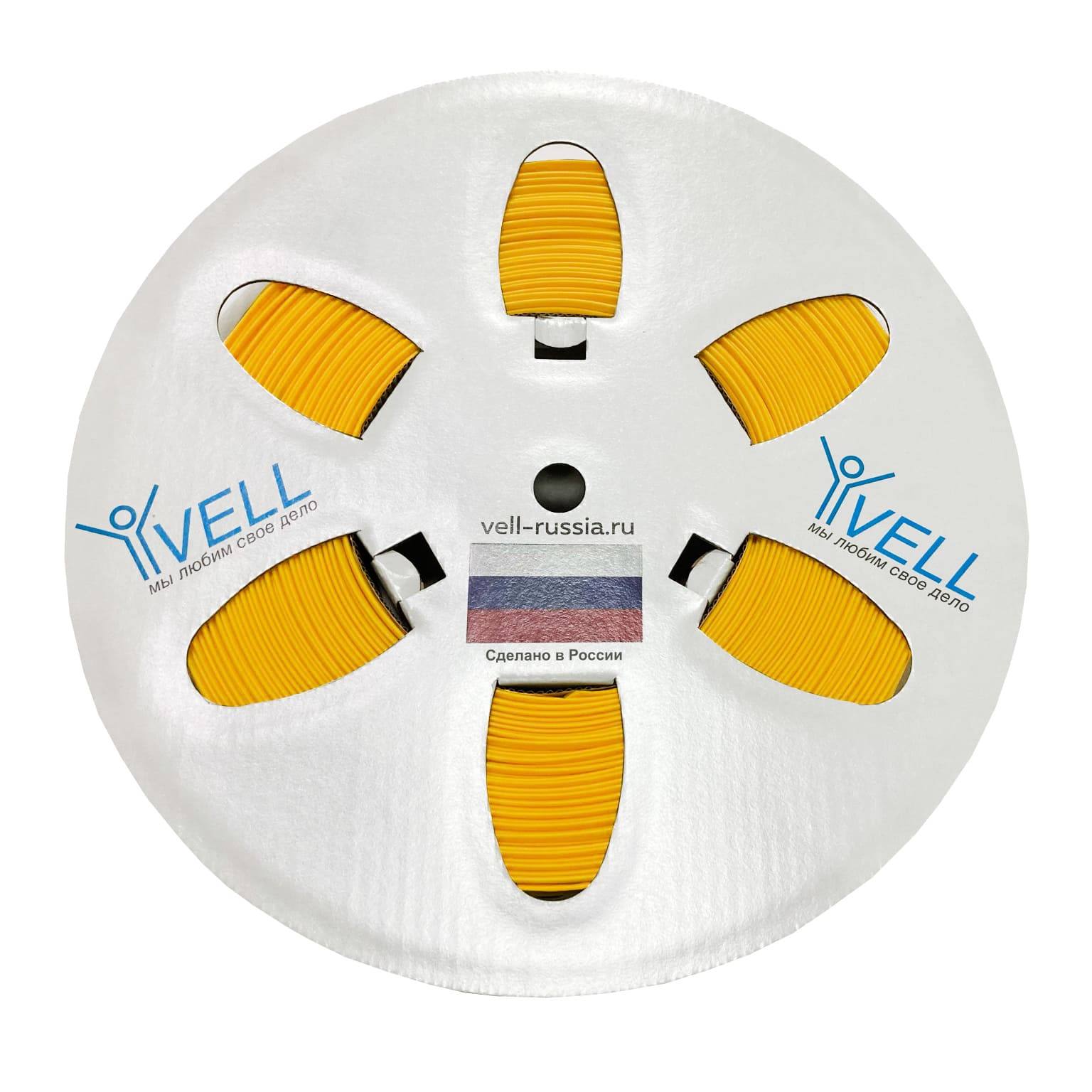 Профиль ПВХ овальный Vell AL-070 для маркировки проводов, d 7,0 мм, 100 м., желтый,