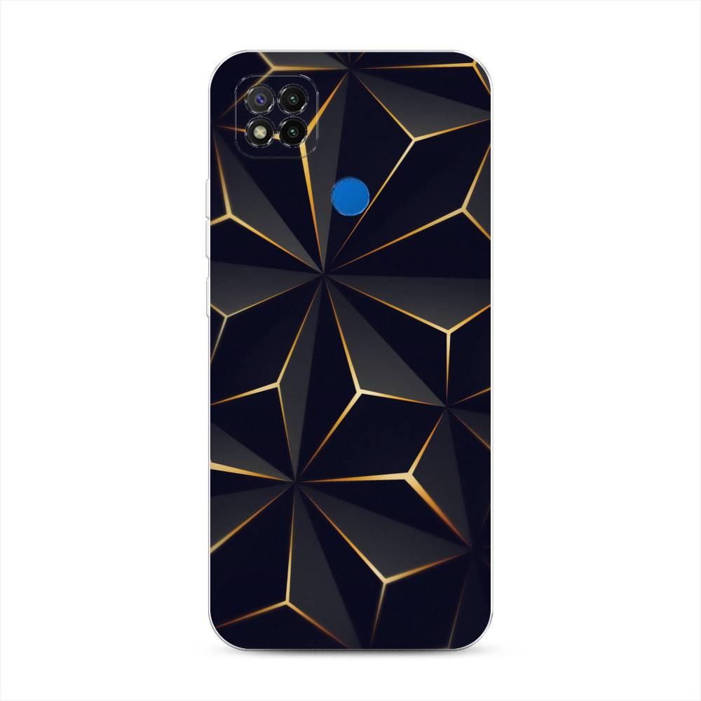 

Чехол на Xiaomi Redmi 9C "Черные полигоны", Золотистый;черный, 39050-3