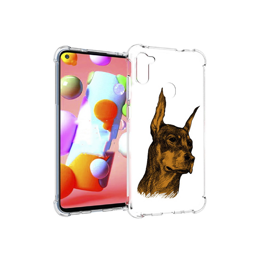 

Чехол MyPads Tocco для Samsung Galaxy M11 скетч доберман (PT147121.487.605), Прозрачный, Tocco