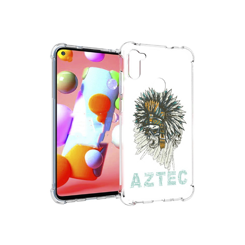 

Чехол MyPads Tocco для Samsung Galaxy M11 скелет индеец (PT147121.487.602), Прозрачный, Tocco