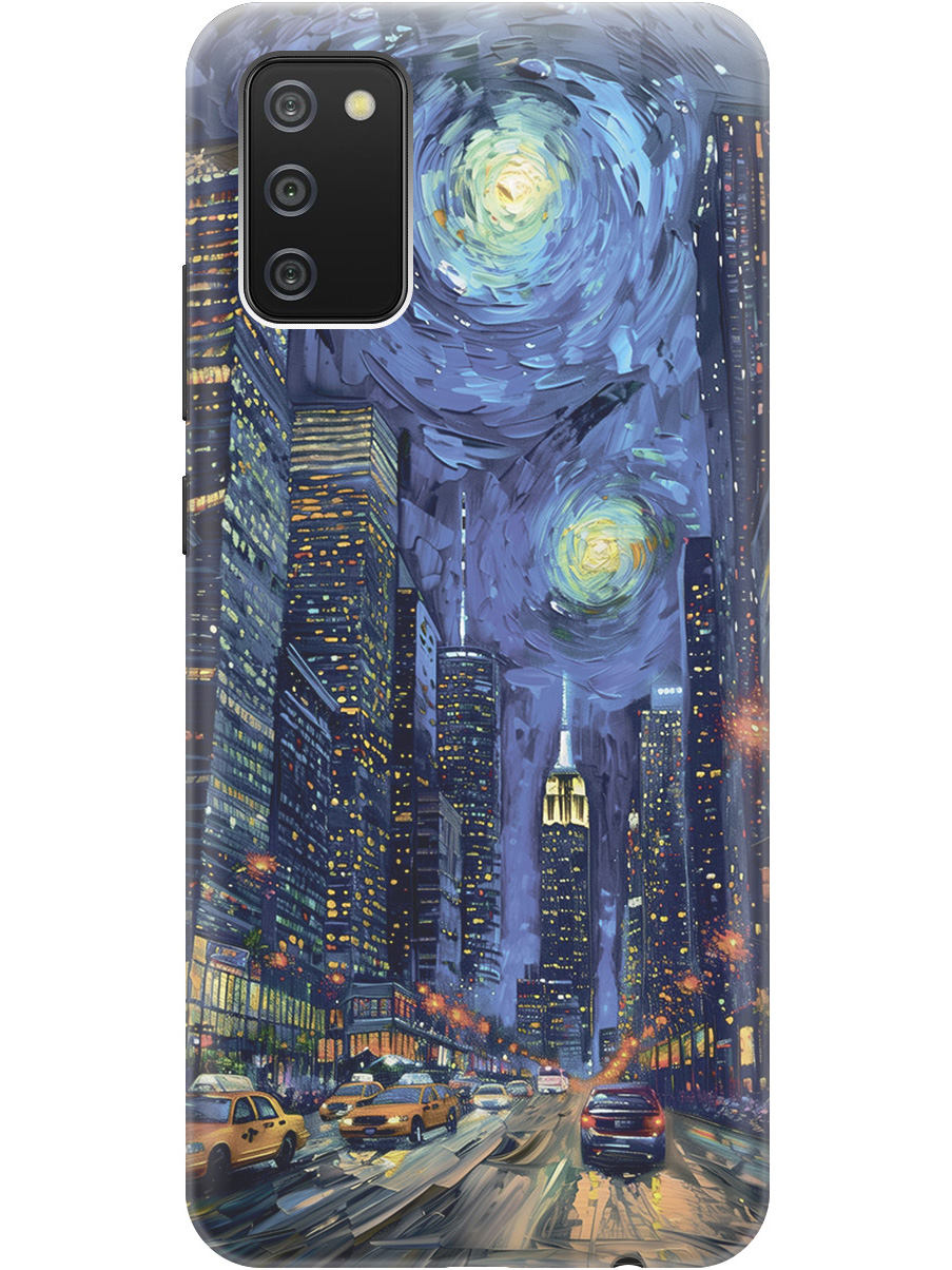 

Силиконовый чехол на Samsung Galaxy A02s с принтом "Ночной проспект", Прозрачный;синий;черный, 723602910