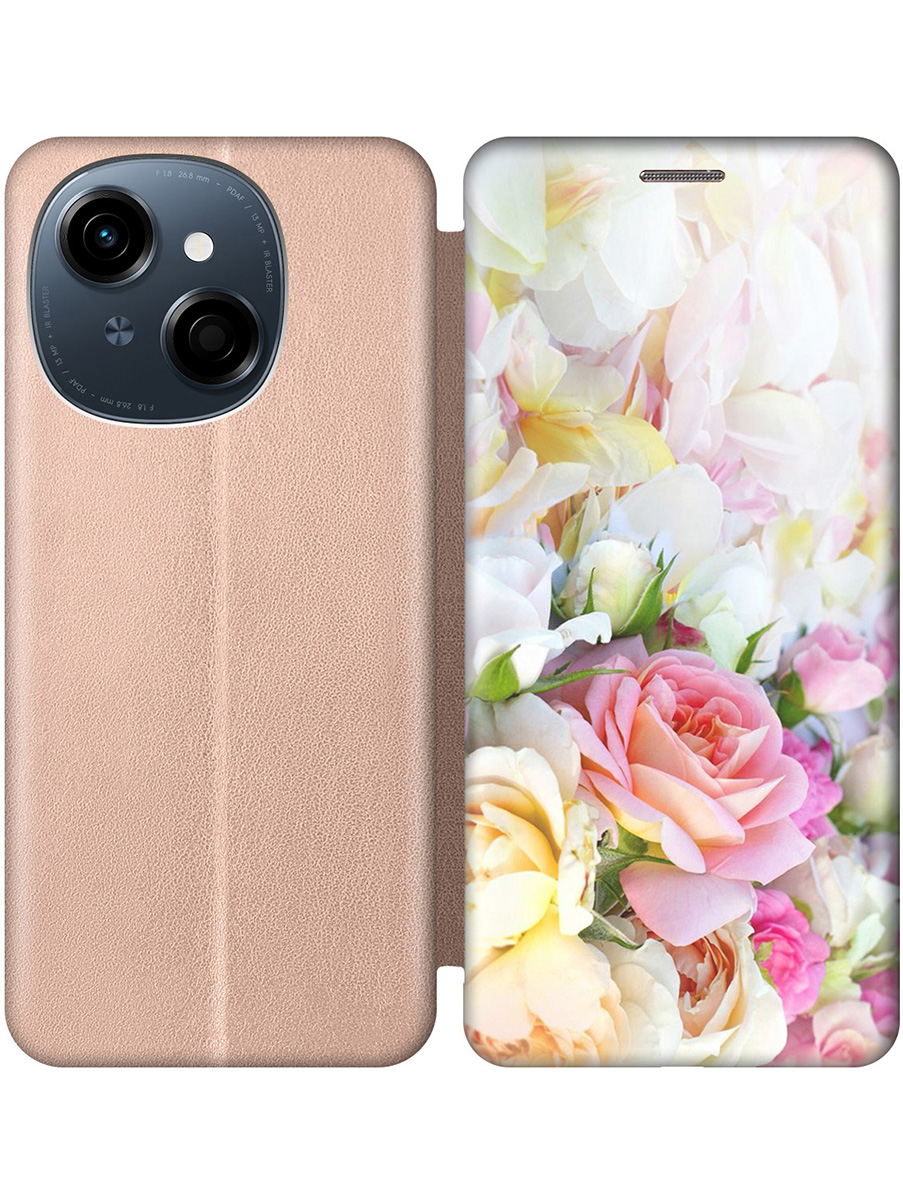 

Чехол-книжка на Tecno Spark Go 1 / Pop 9 с принтом "Нежные розы" золотой, Золотистый;белый;желтый;розовый, 786716921