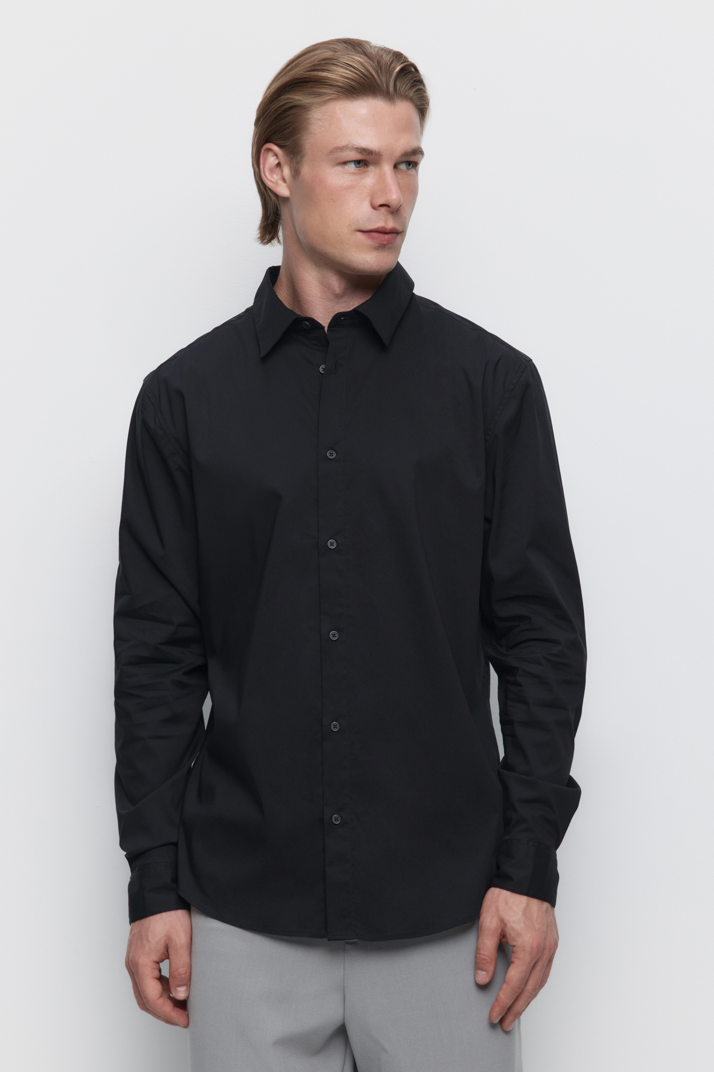 Рубашка мужская Befree ManSuperSlimShirt1-50 черная S