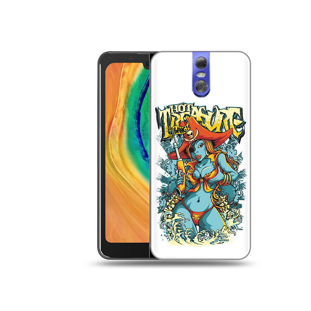 

Чехол MyPads Tocco для Doogee BL7000 нарисованная синяя девушка комикс, Прозрачный, Tocco
