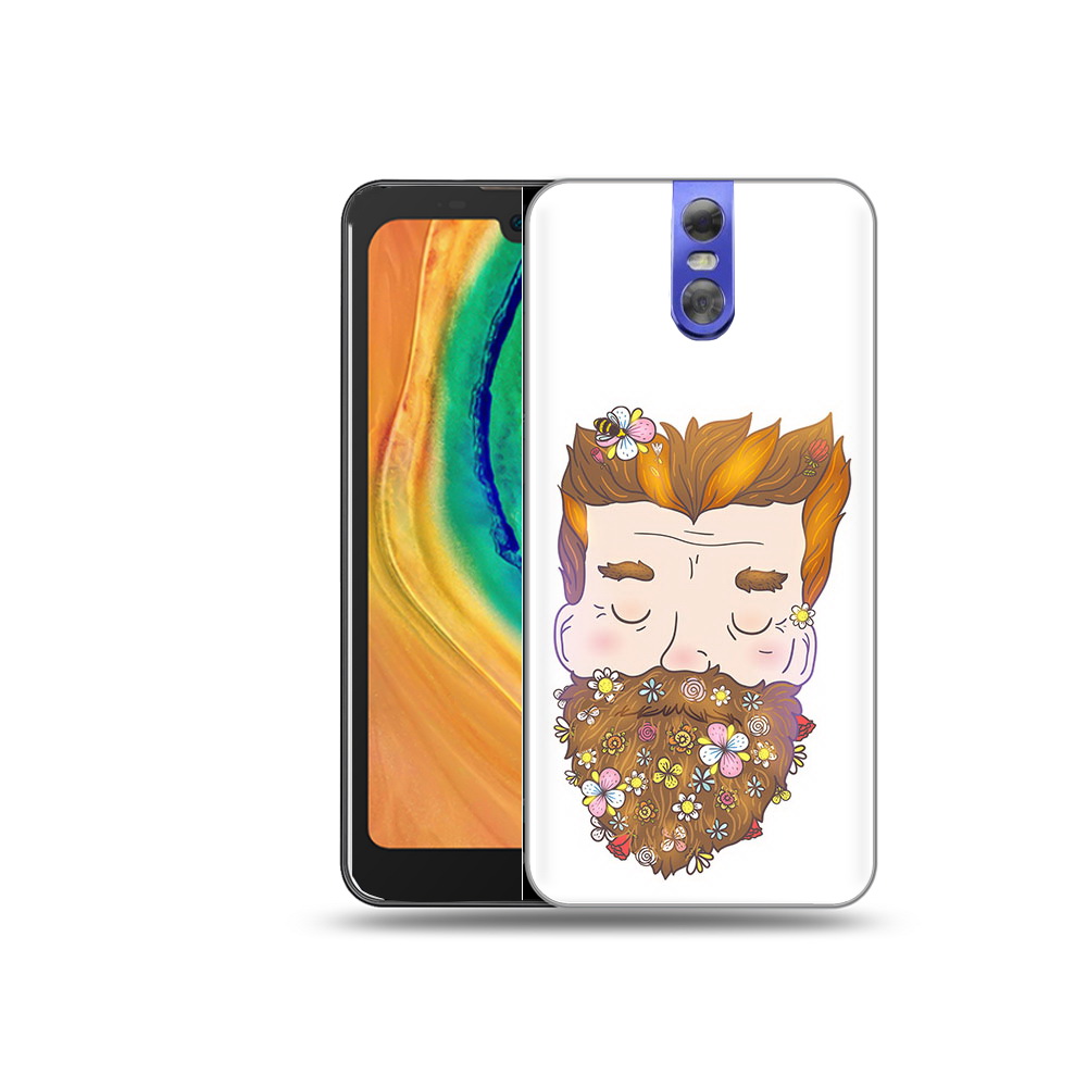 

Чехол MyPads Tocco для Doogee BL7000 мужчина с цветами в бороде, Прозрачный, Tocco