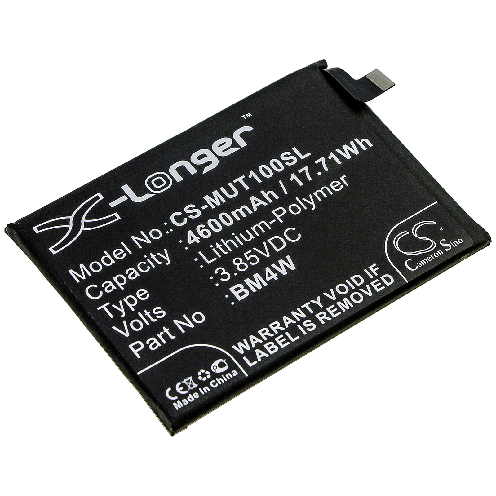 Аккумулятор CS-MUT100SL BM4W для Xiaomi Mi 10T Lite/Redmi Note 9 Pro 3.85V/4600mAh