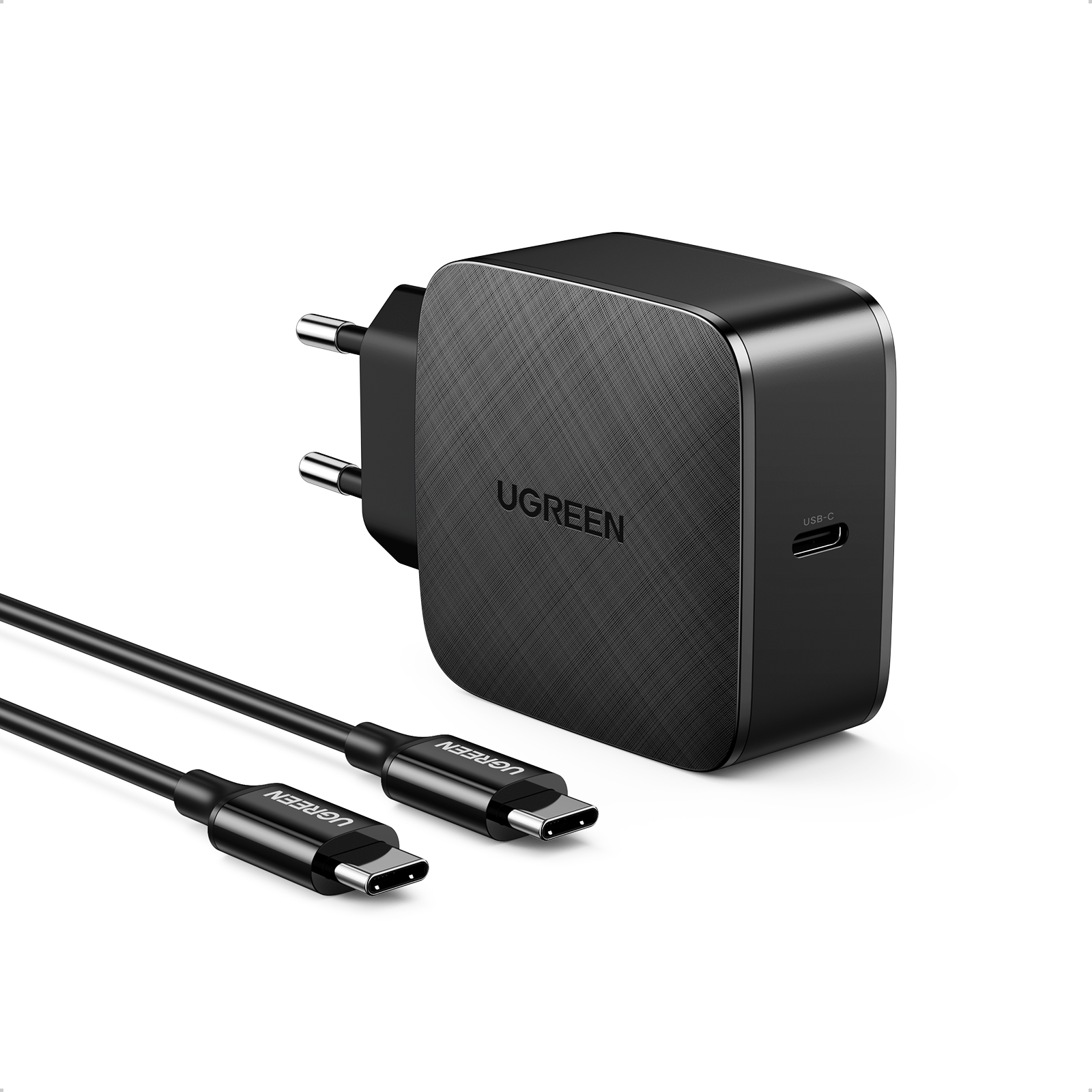 фото Зарядное устройство с кабелем ugreen cd217 65 wgan charger with usb-c cable eu, черный