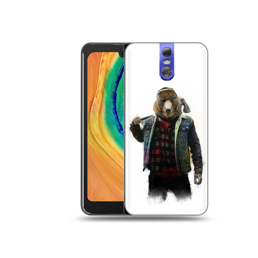 

Чехол MyPads Tocco для Doogee BL7000 медведь с топором, Прозрачный, Tocco
