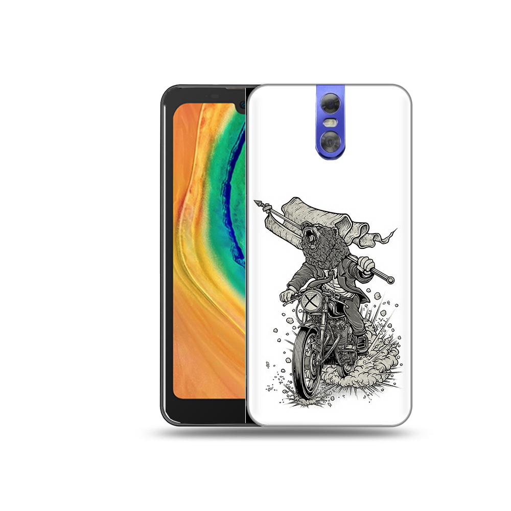 

Чехол MyPads Tocco для Doogee BL7000 медведь на мотоцикле, Прозрачный, Tocco