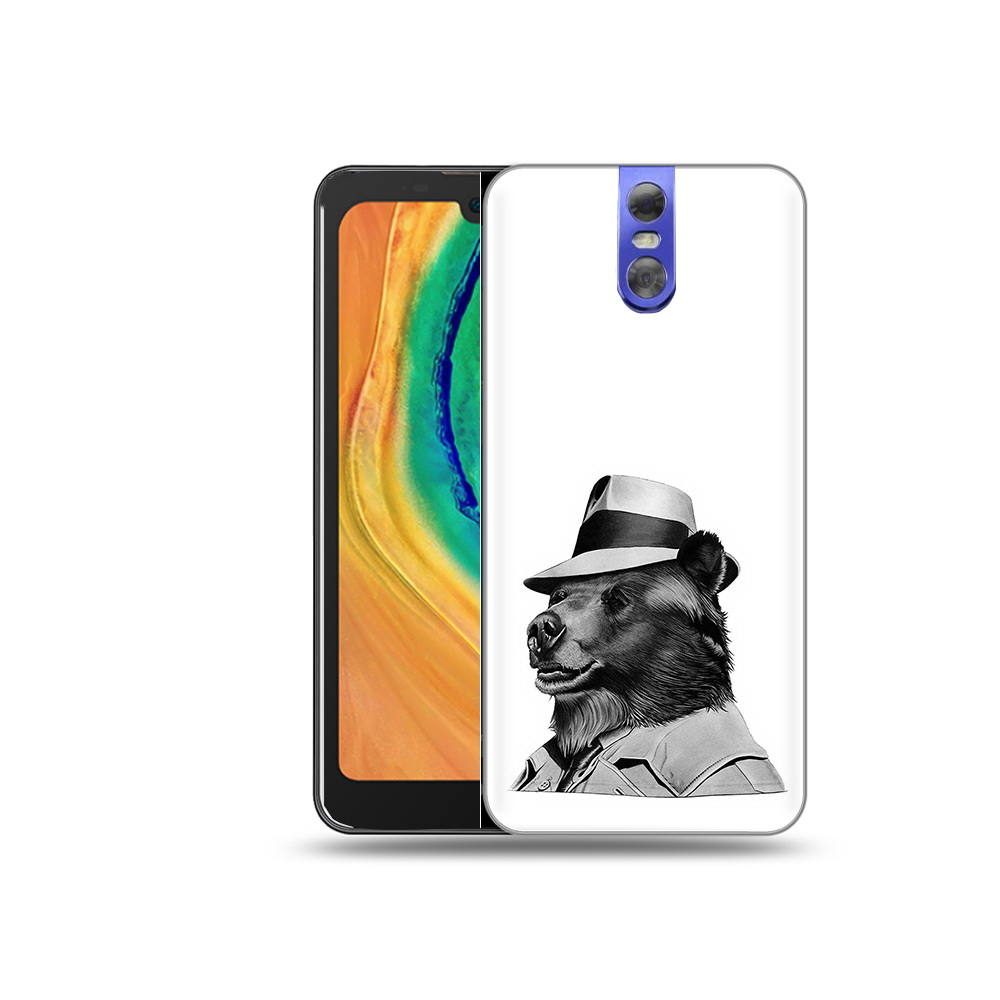 

Чехол MyPads Tocco для Doogee BL7000 медведь в шляпе, Прозрачный, Tocco