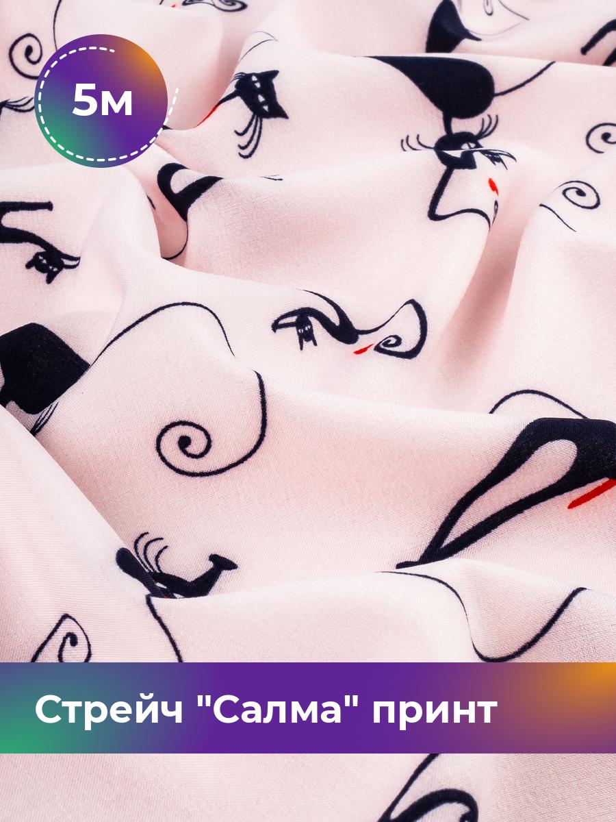 

Ткань Стрейч Салма принт Shilla, отрез 5 м * 150 см, мультиколор 097, Розовый, 17988183