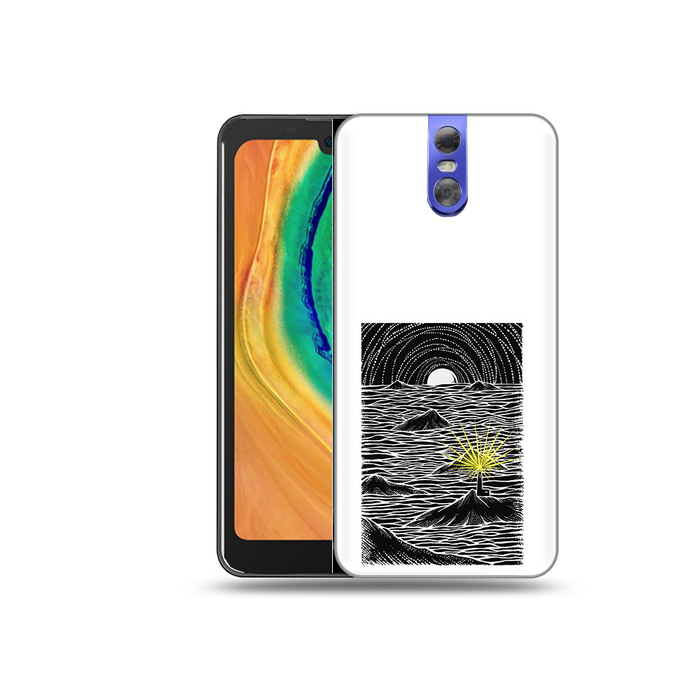 

Чехол MyPads Tocco для Doogee BL7000 маяк в черно белом море, Прозрачный, Tocco